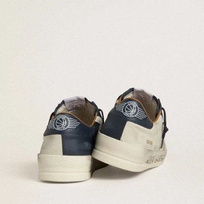 Golden Goose Stardan Sneaker In Nubuck With Metallic Leather Star And Blue Nappa Heel Tab Golden Goose Stardan Sneaker In Nubuck With Metallic Leather Star And Blue Nappa Heel Tab