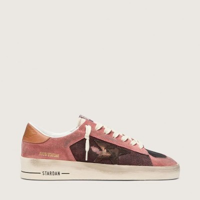 Golden Goose Stardan Sneaker In Pink Suede With Beige Star