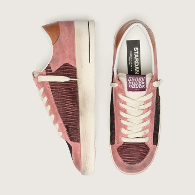 Golden Goose Stardan Sneaker In Pink Suede With Beige Star