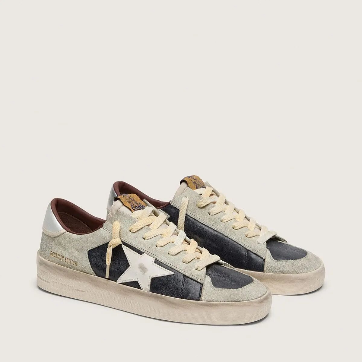 Golden Goose Stardan Sneaker In Suede And Leather With Leather Star And Metallic Heel Tab Golden Goose Stardan Sneaker In Suede And Leather With Leather Star And Metallic Heel Tab