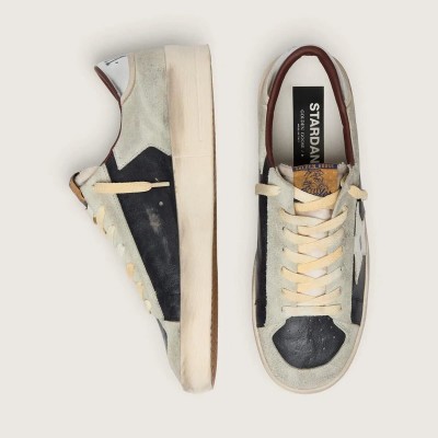 Golden Goose Stardan Sneaker In Suede And Leather With Leather Star And Metallic Heel Tab Golden Goose Stardan Sneaker In Suede And Leather With Leather Star And Metallic Heel Tab