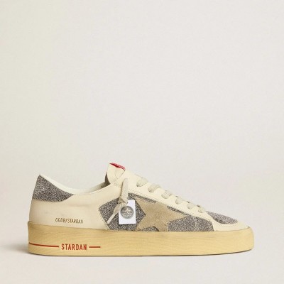 Golden Goose Stardan Sneaker In Suede With Sand Star And Swarovski Crystal Inserts Golden Goose Stardan Sneaker In Suede With Sand Star And Swarovski Crystal Inserts