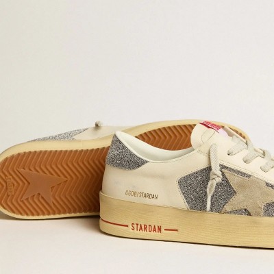 Golden Goose Stardan Sneaker In Suede With Sand Star And Swarovski Crystal Inserts Golden Goose Stardan Sneaker In Suede With Sand Star And Swarovski Crystal Inserts