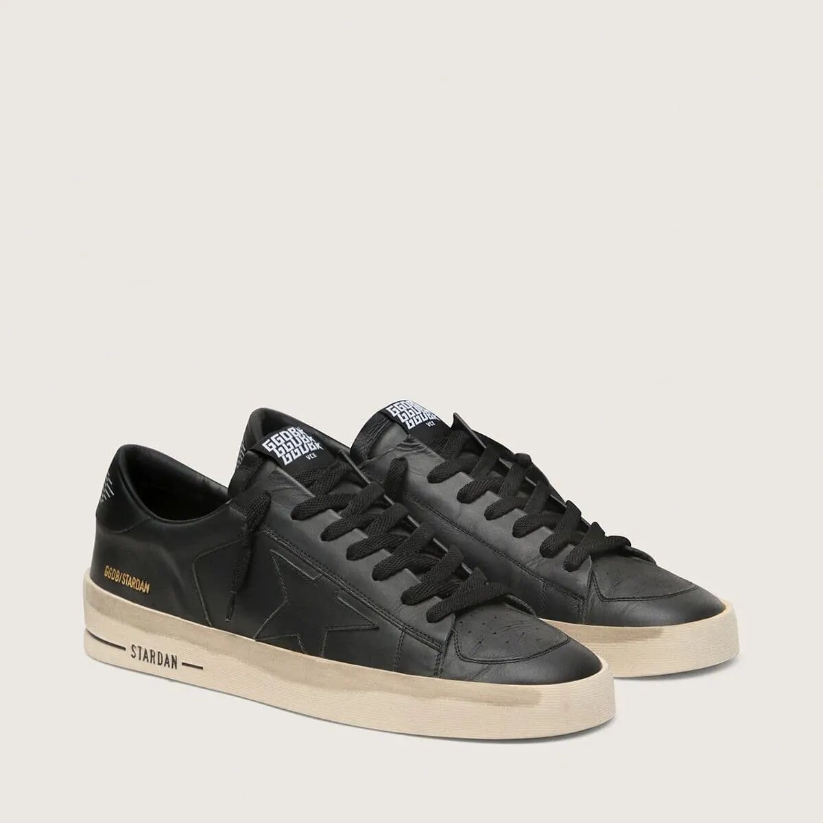Golden Goose Stardan Sneaker In Total Black Leather Golden Goose Stardan Sneaker In Total Black Leather