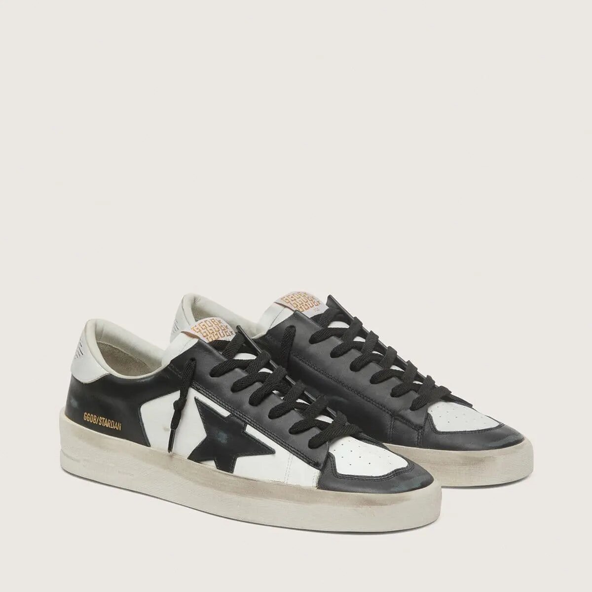 Golden Goose Stardan Sneaker In White And Black Leather Golden Goose Stardan Sneaker In White And Black Leather