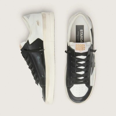 Golden Goose Stardan Sneaker In White And Black Leather Golden Goose Stardan Sneaker In White And Black Leather