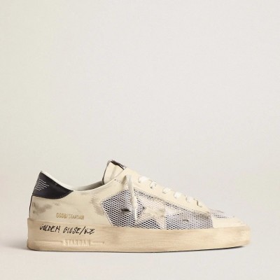Golden Goose Stardan Sneaker In White Leather And Mesh With White Leather Star Golden Goose Stardan Sneaker In White Leather And Mesh With White Leather Star