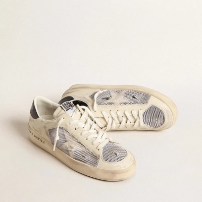 Golden Goose Stardan Sneaker In White Leather And Mesh With White Leather Star Golden Goose Stardan Sneaker In White Leather And Mesh With White Leather Star