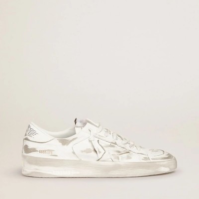 Golden Goose Stardan Sneaker In White Leather With White Leather Star And Heel Tab Golden Goose Stardan Sneaker In White Leather With White Leather Star And Heel Tab