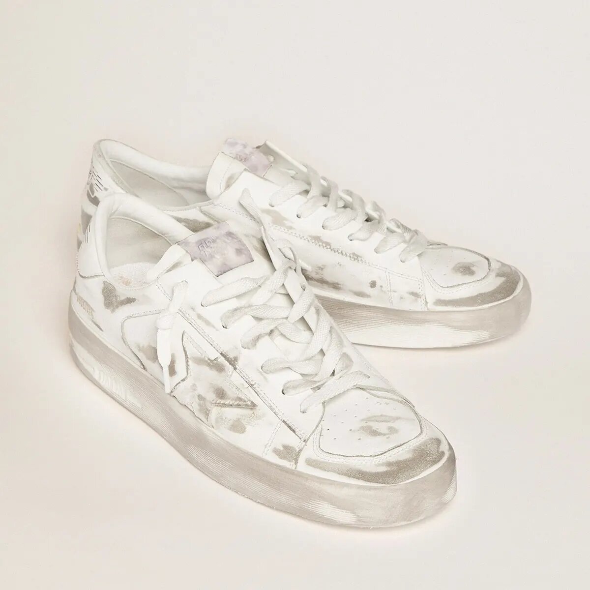 Golden Goose Stardan Sneaker In White Leather With White Leather Star And Heel Tab Golden Goose Stardan Sneaker In White Leather With White Leather Star And Heel Tab