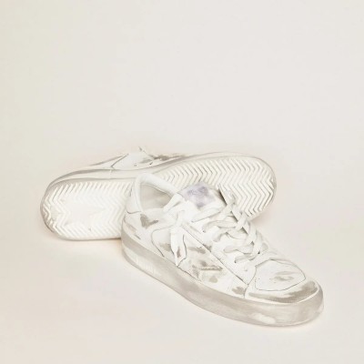 Golden Goose Stardan Sneaker In White Leather With White Leather Star And Heel Tab Golden Goose Stardan Sneaker In White Leather With White Leather Star And Heel Tab