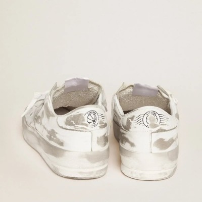 Golden Goose Stardan Sneaker In White Leather With White Leather Star And Heel Tab Golden Goose Stardan Sneaker In White Leather With White Leather Star And Heel Tab