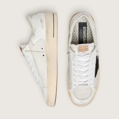 Golden Goose Stardan Sneaker In White Mesh With Black Suede Star Golden Goose Stardan Sneaker In White Mesh With Black Suede Star