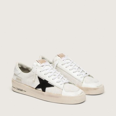 Golden Goose Stardan Sneaker In White Mesh With Black Suede Star Golden Goose Stardan Sneaker In White Mesh With Black Suede Star