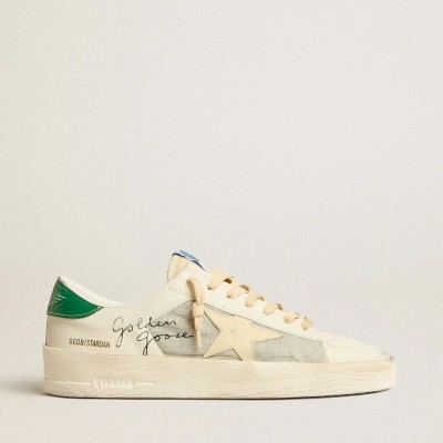 Golden Goose Stardan Sneaker In White Nappa Leather With Cream-Colored Leather Star Golden Goose Stardan Sneaker In White Nappa Leather With Cream-Colored Leather Star