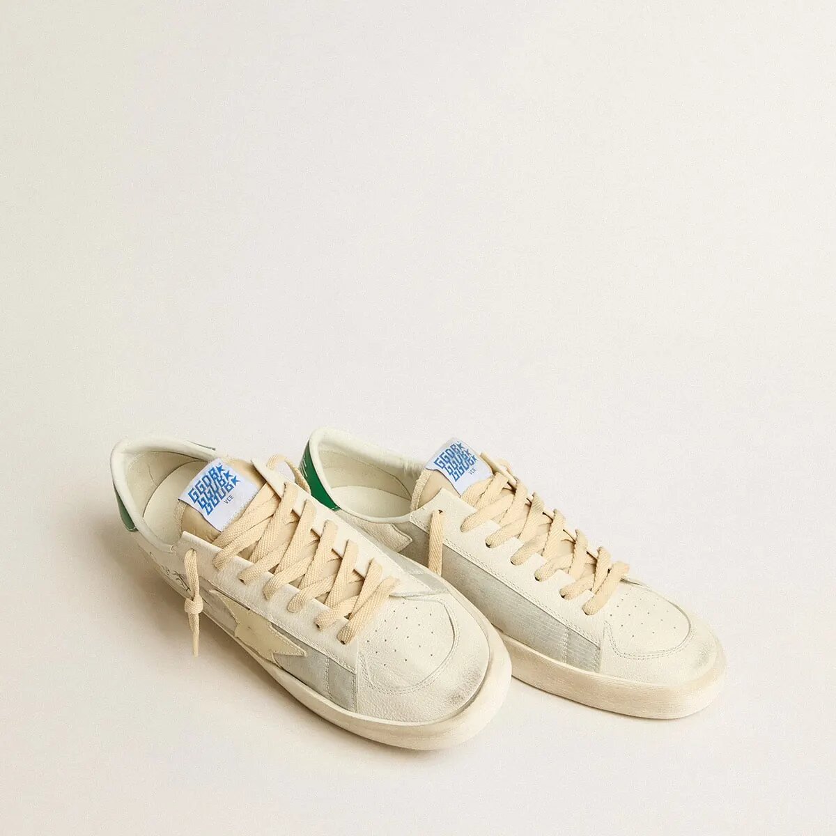 Golden Goose Stardan Sneaker In White Nappa Leather With Cream-Colored Leather Star Golden Goose Stardan Sneaker In White Nappa Leather With Cream-Colored Leather Star
