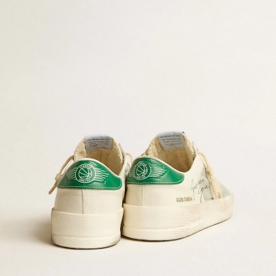 Golden Goose Stardan Sneaker In White Nappa Leather With Cream-Colored Leather Star Golden Goose Stardan Sneaker In White Nappa Leather With Cream-Colored Leather Star