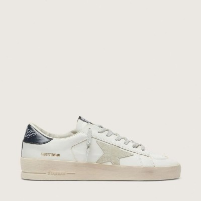 Golden Goose Stardan Sneaker With Star Sneaker In Ice-Gray Suede And Blu-Navy Heel Tab Golden Goose Stardan Sneaker With Star Sneaker In Ice-Gray Suede And Blu-Navy Heel Tab