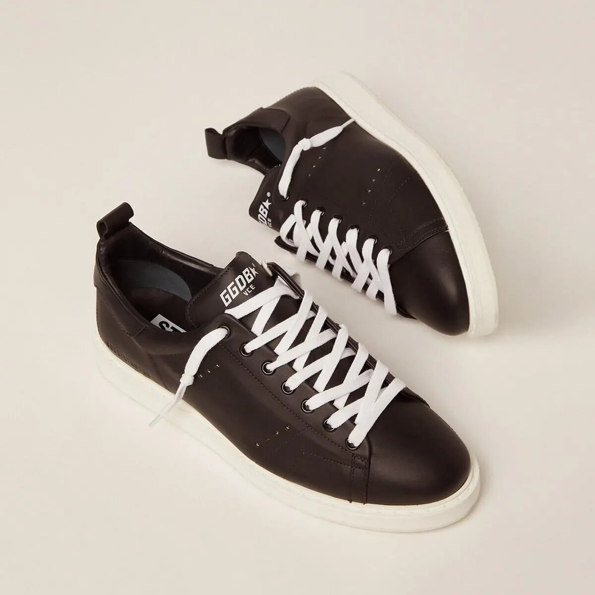 Golden Goose Starter Sneaker In Leather With Star Printed On The Heel Tab Golden Goose Starter Sneaker In Leather With Star Printed On The Heel Tab