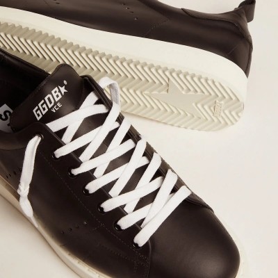 Golden Goose Starter Sneaker In Leather With Star Printed On The Heel Tab Golden Goose Starter Sneaker In Leather With Star Printed On The Heel Tab
