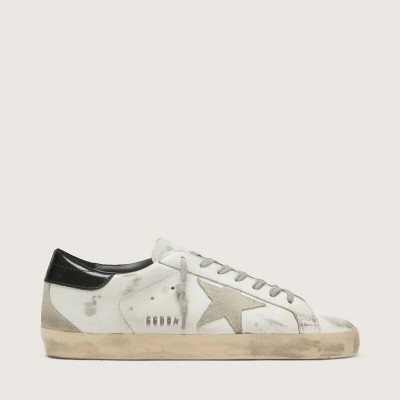 Golden Goose Super-Star Sneaker With Black Heel Tab And Metal Stud Lettering Golden Goose Super-Star Sneaker With Black Heel Tab And Metal Stud Lettering
