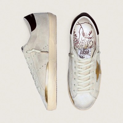 Golden Goose Super-Star Cny Sneaker In Ivory Suede With Metallic Leather Star And Leather Heel Tab Golden Goose Super-Star Cny Sneaker In Ivory Suede With Metallic Leather Star And Leather Heel Tab
