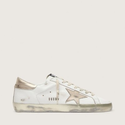 Golden Goose Super-Star Sneaker With Gold Sparkle Foxing And Lettering
