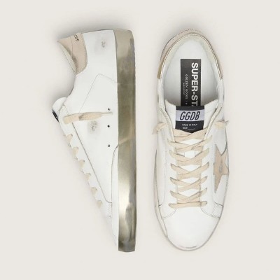 Golden Goose Super-Star Sneaker With Gold Sparkle Foxing And Lettering