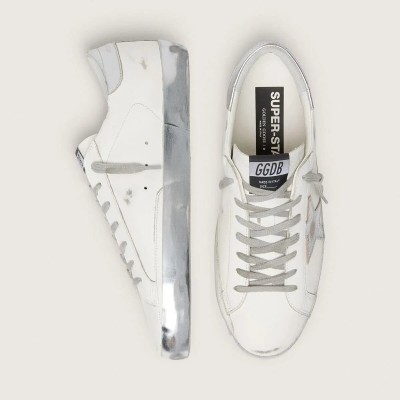 Golden Goose Super-Star Sneaker With Laminated Star And Heel Tab Golden Goose Super-Star Sneaker With Laminated Star And Heel Tab