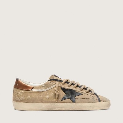 Golden Goose Super-Star Ltd Sneaker In Beige Canvas With Black Leather Star Golden Goose Super-Star Ltd Sneaker In Beige Canvas With Black Leather Star