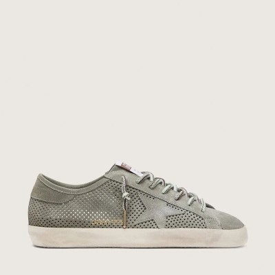 Golden Goose Super-Star Ltd Sneaker In Green Perforated Suede With Matching Suede Star Golden Goose Super-Star Ltd Sneaker In Green Perforated Suede With Matching Suede Star