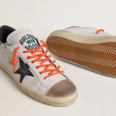 Golden Goose Super-Star Ltd Sneaker In Leather With Black Leather Star And Beige Leather Heel Tab Golden Goose Super-Star Ltd Sneaker In Leather With Black Leather Star And Beige Leather Heel Tab