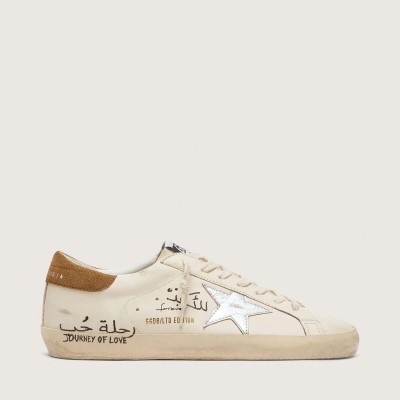 Golden Goose Super-Star Ltd Sneaker In Nappa With Metallic Silver Star And All-Over Lettering Golden Goose Super-Star Ltd Sneaker In Nappa With Metallic Silver Star And All-Over Lettering