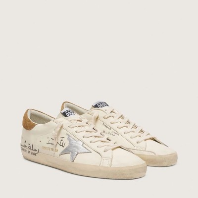 Golden Goose Super-Star Ltd Sneaker In Nappa With Metallic Silver Star And All-Over Lettering Golden Goose Super-Star Ltd Sneaker In Nappa With Metallic Silver Star And All-Over Lettering