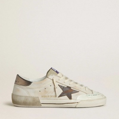 Golden Goose Super-Star Ltd Sneaker In Suede With Brown Leather Star And Metallic Leather Heel Tab