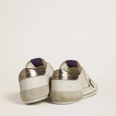 Golden Goose Super-Star Ltd Sneaker In Suede With Brown Leather Star And Metallic Leather Heel Tab