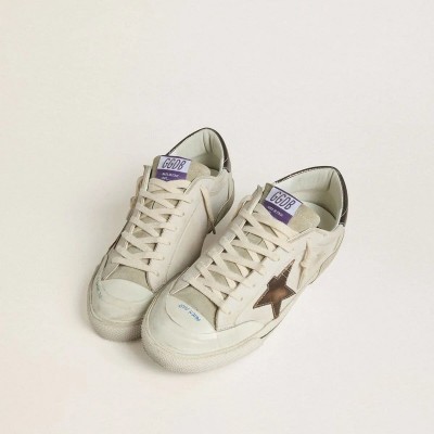 Golden Goose Super-Star Ltd Sneaker In Suede With Brown Leather Star And Metallic Leather Heel Tab