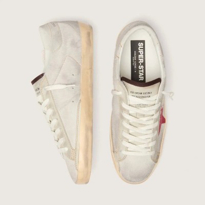 Golden Goose Super-Star Ltd Sneaker In White Pony Skin With Red Suede Star Golden Goose Super-Star Ltd Sneaker In White Pony Skin With Red Suede Star