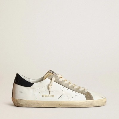Golden Goose Super-Star Sneaker With Perforated Star And Blue Heel Tab Golden Goose Super-Star Sneaker With Perforated Star And Blue Heel Tab