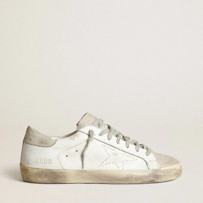 Golden Goose Super-Star Sneaker With Perforated Star And Ice-Gray Heel Tab Golden Goose Super-Star Sneaker With Perforated Star And Ice-Gray Heel Tab