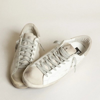 Golden Goose Super-Star Sneaker With Perforated Star And Ice-Gray Heel Tab Golden Goose Super-Star Sneaker With Perforated Star And Ice-Gray Heel Tab