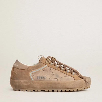 Golden Goose Super-Star Ski Sneaker In Dolmias And Caramel Suede With Marble Nubuck Star And Heel Tab Golden Goose Super-Star Ski Sneaker In Dolmias And Caramel Suede With Marble Nubuck Star And Heel Tab