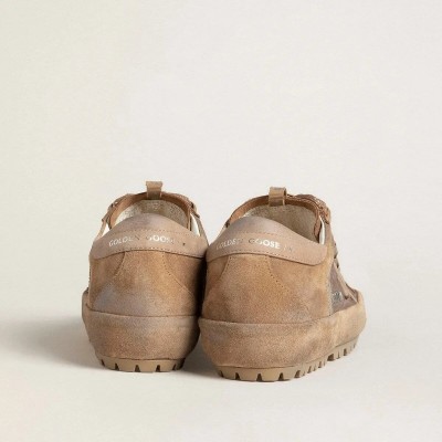 Golden Goose Super-Star Ski Sneaker In Dolmias And Caramel Suede With Marble Nubuck Star And Heel Tab Golden Goose Super-Star Ski Sneaker In Dolmias And Caramel Suede With Marble Nubuck Star And Heel Tab