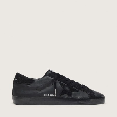 Golden Goose Super-Star Sneaker In Black Nappa With Suede Details And Black Foxing Golden Goose Super-Star Sneaker In Black Nappa With Suede Details And Black Foxing