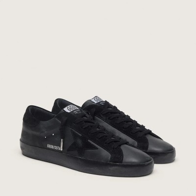 Golden Goose Super-Star Sneaker In Black Nappa With Suede Details And Black Foxing Golden Goose Super-Star Sneaker In Black Nappa With Suede Details And Black Foxing