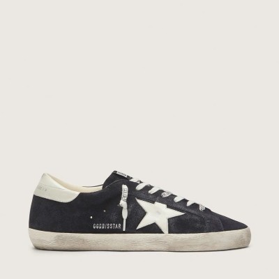 Golden Goose Super-Star Sneaker In Dark Blue Suede With White Star Golden Goose Super-Star Sneaker In Dark Blue Suede With White Star