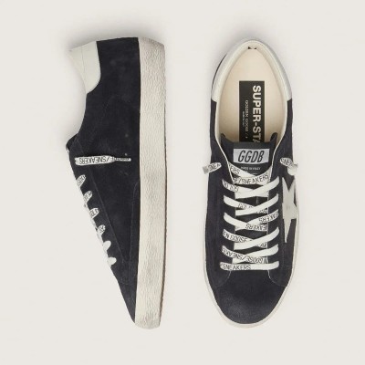 Golden Goose Super-Star Sneaker In Dark Blue Suede With White Star Golden Goose Super-Star Sneaker In Dark Blue Suede With White Star