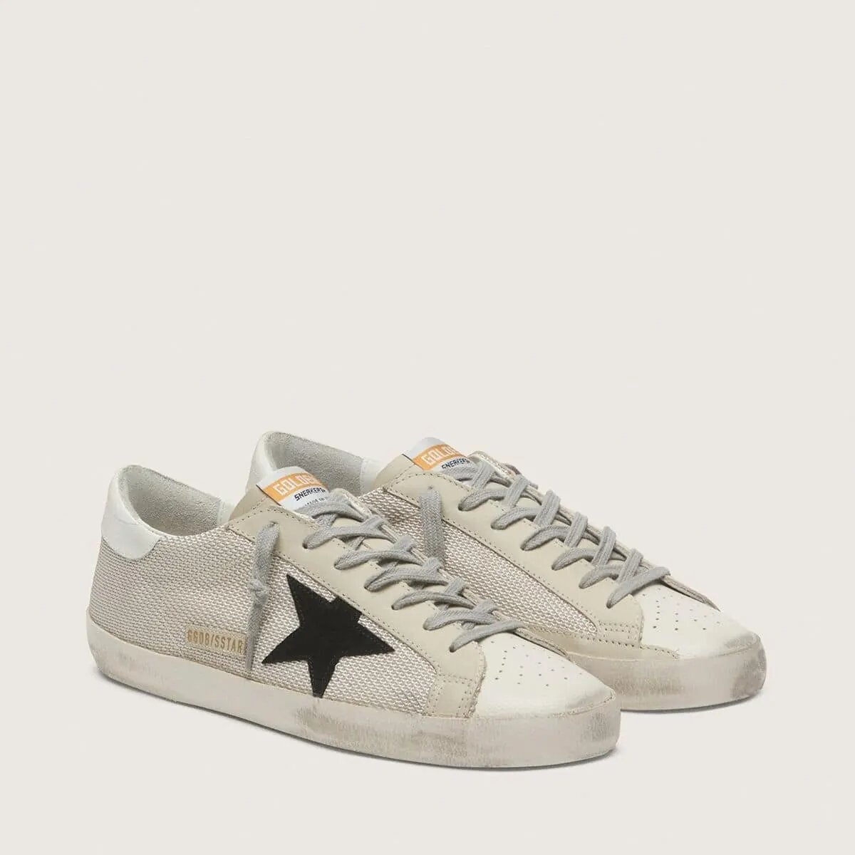 Golden Goose Super-Star Sneaker In Leather With Black Star Golden Goose Super-Star Sneaker In Leather With Black Star