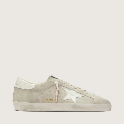 Golden Goose Super-Star Sneaker In Light Gray Suede With White Leather Star Golden Goose Super-Star Sneaker In Light Gray Suede With White Leather Star