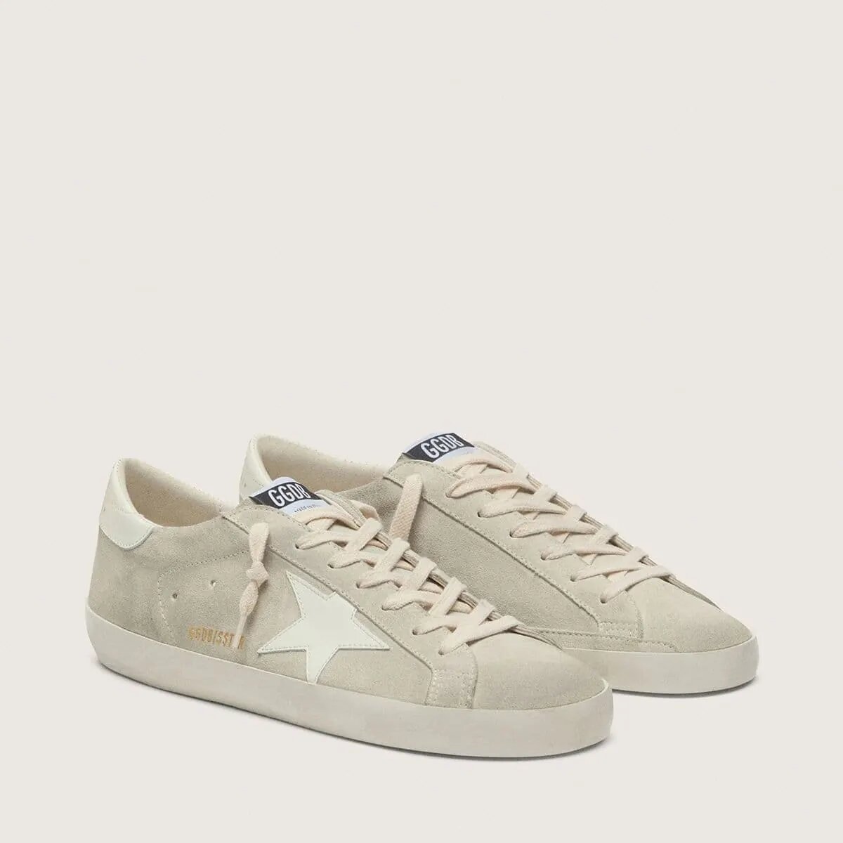 Golden Goose Super-Star Sneaker In Light Gray Suede With White Leather Star Golden Goose Super-Star Sneaker In Light Gray Suede With White Leather Star